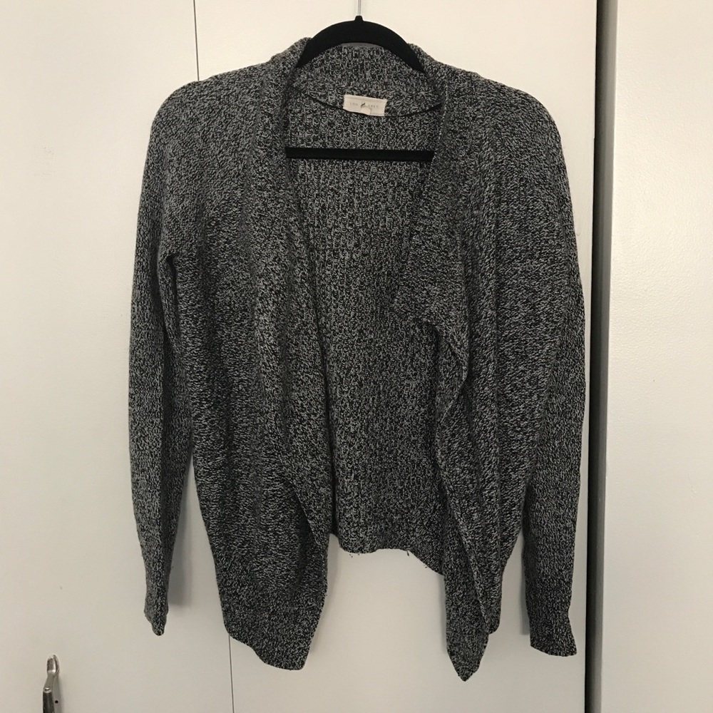 Lou & Grey Marled Grey Open Cardigan Sweater