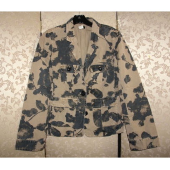 J. Crew Floral BLACK BLOSSOM Blazer Jacket XS - Picture 1 of 4