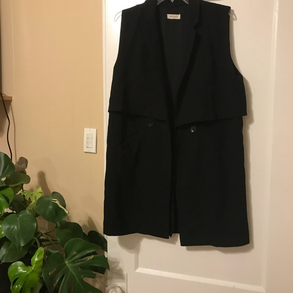 Long Black Tiered Double Breasted Vest - XL