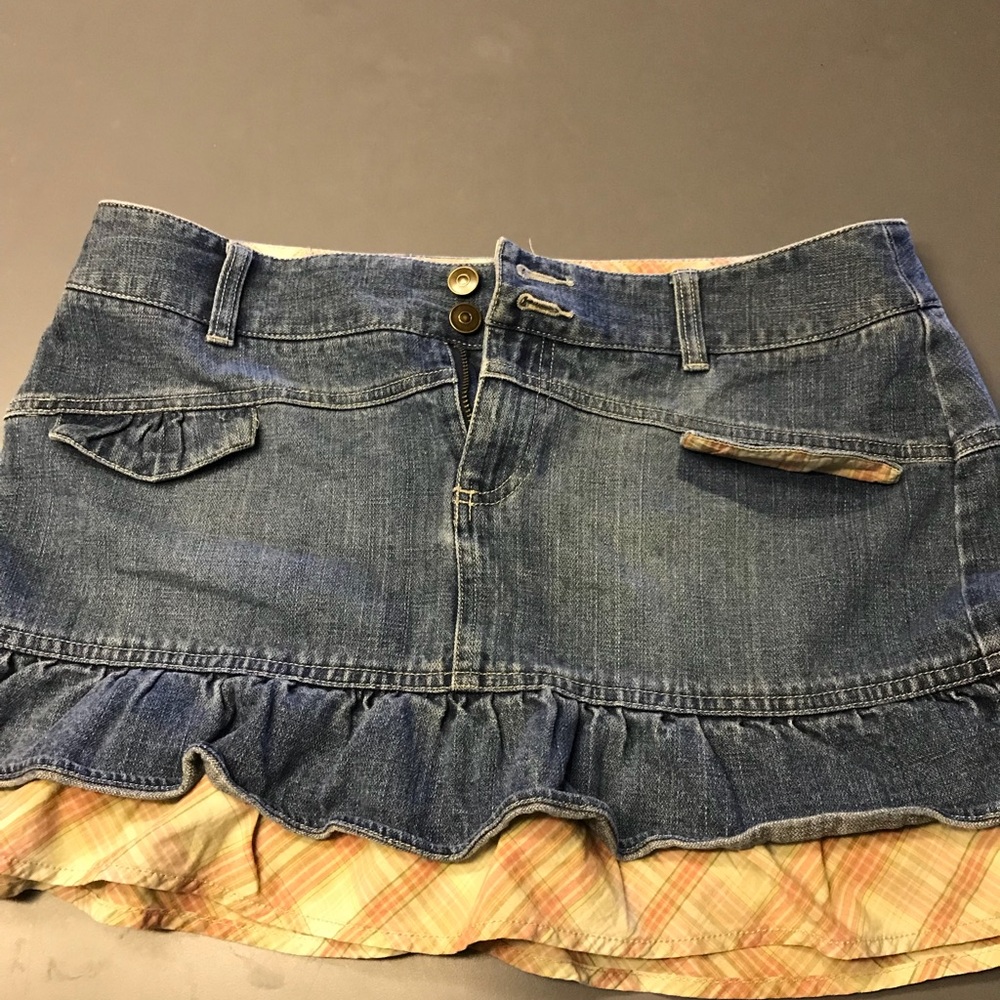 Denim and plain mini