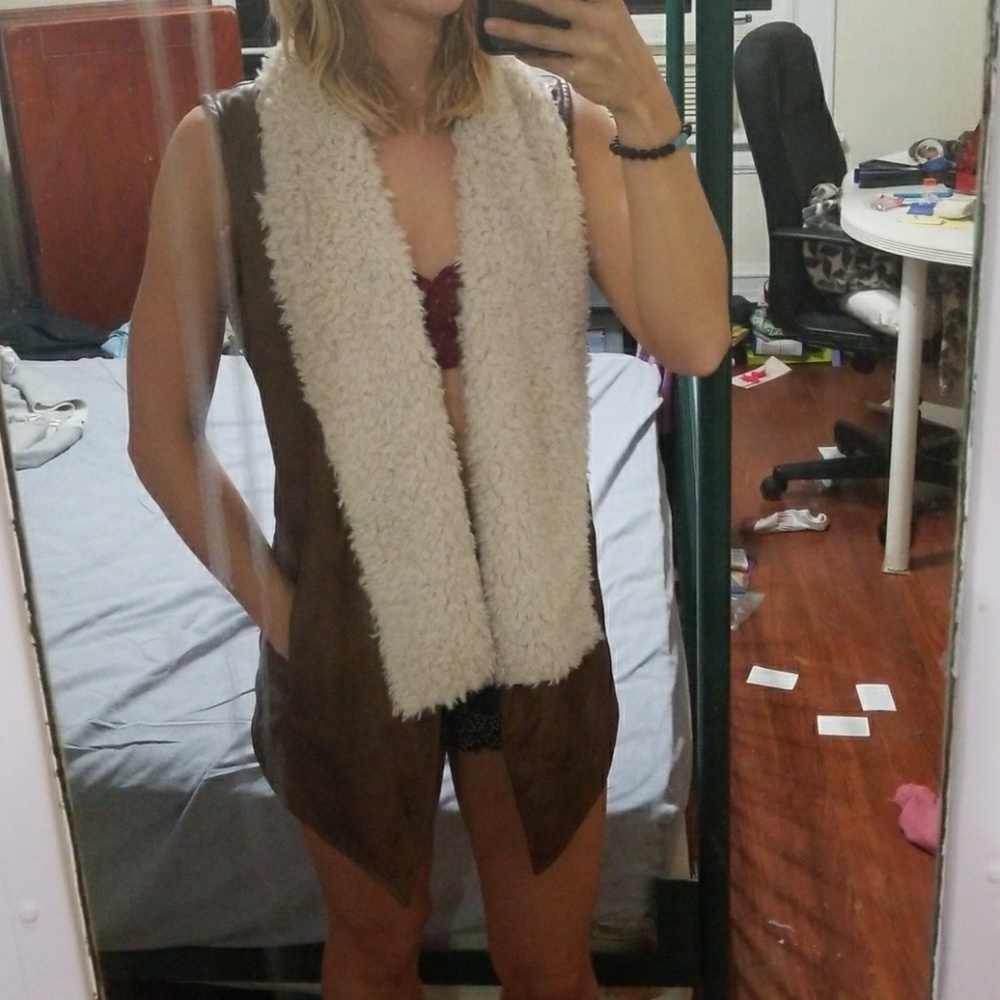 Brown leather vest