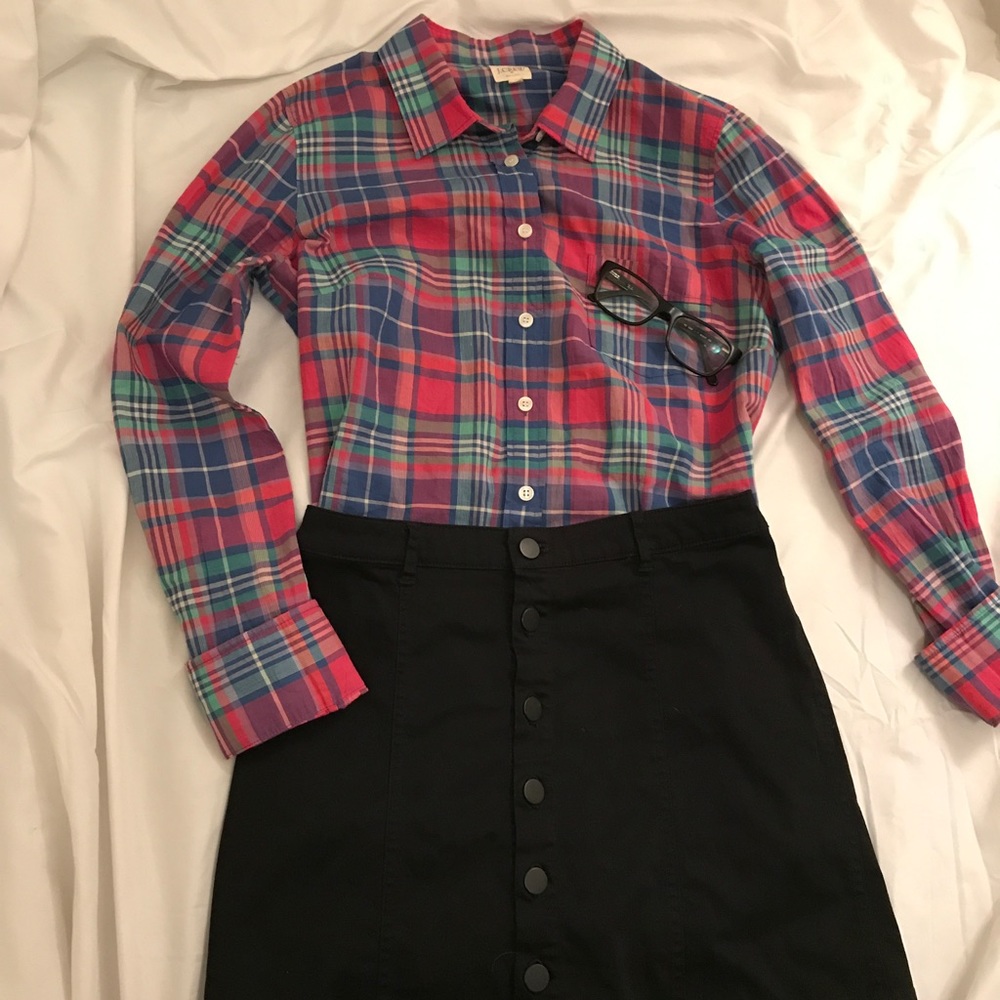 J Crew The Perfect Shirt Plaid Button Down Small