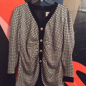CHRISTIAN DIOR silk houndstooth blouse 12