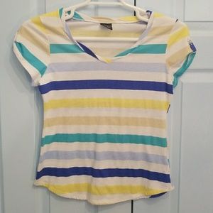 Short sleeve striped tee with cuffed sleeves
