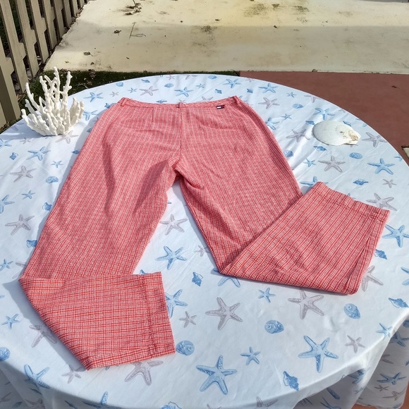 UNIQUE TOMMY H!  Red White Plaid Cotton Chinos! - Picture 2 of 7
