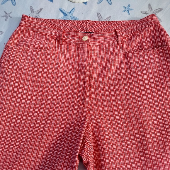 UNIQUE TOMMY H!  Red White Plaid Cotton Chinos! - Picture 4 of 7