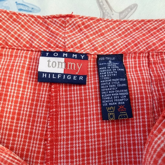 UNIQUE TOMMY H!  Red White Plaid Cotton Chinos! - Picture 6 of 7