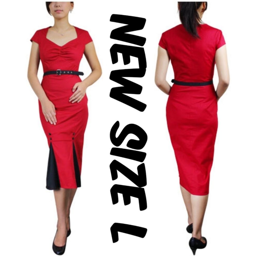 Pin Up Pencil Dress Clothing Vintage Girl Red L