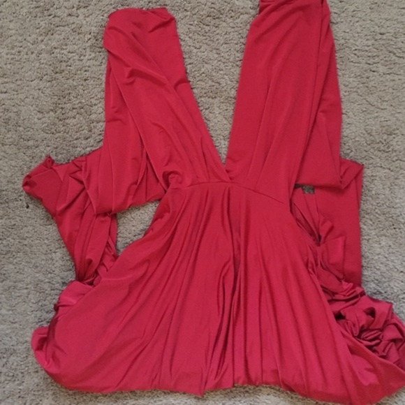 Red Infinity Short Dress High-Low Asymmetrical - Picture 4 of 5