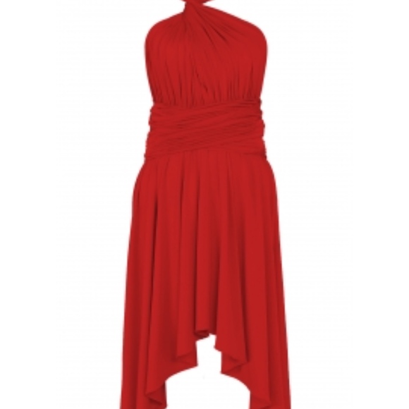 Red Infinity Short Dress High-Low Asymmetrical - Picture 3 of 5