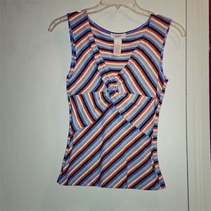 Candies striped & stretchy tank top w/ center knot