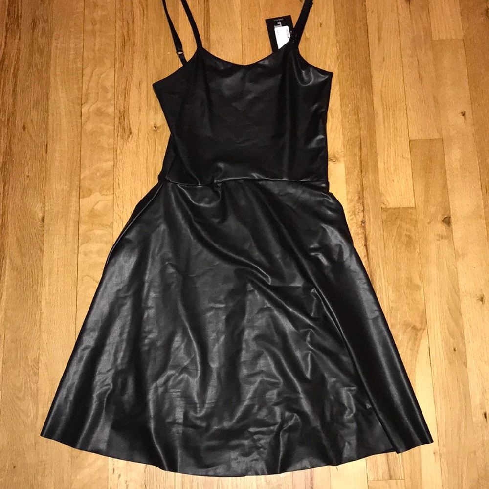 Cheeky faux leather fit and flare