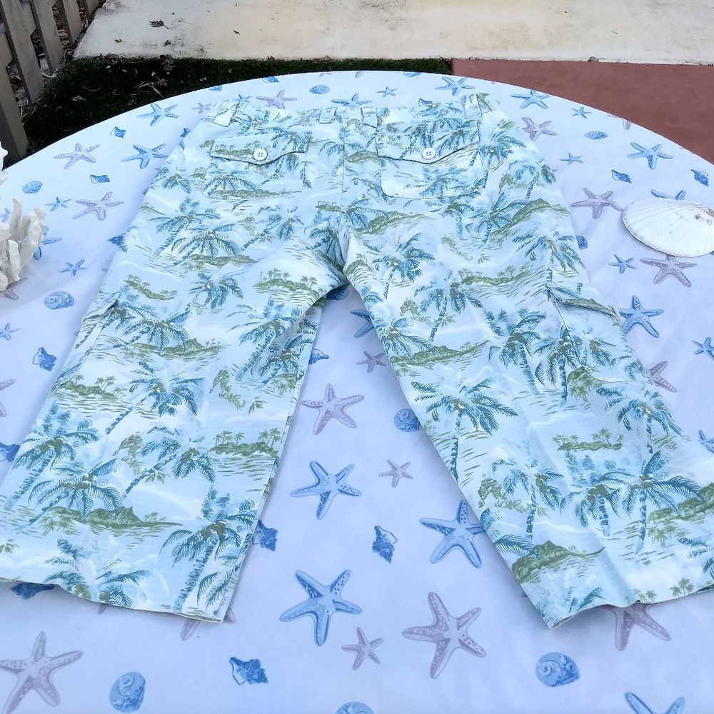 TROPICAL CAPRIS! LL BEAN COTTON SZ 10 PETITE - Picture 6 of 7