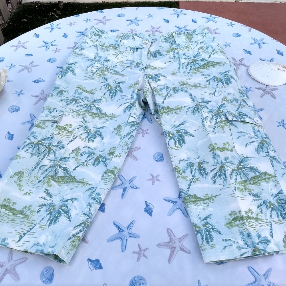 TROPICAL CAPRIS! LL BEAN COTTON SZ 10 PETITE - Picture 5 of 7
