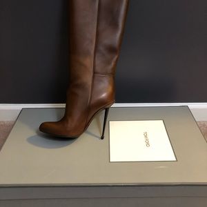 Tom Ford Cognac Gunmetal Western Stiletto Boots
