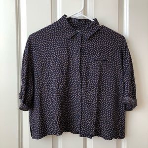 Cooperative Dark Blue Floal Crop Top