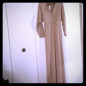 Slinky plunge split maxi dress