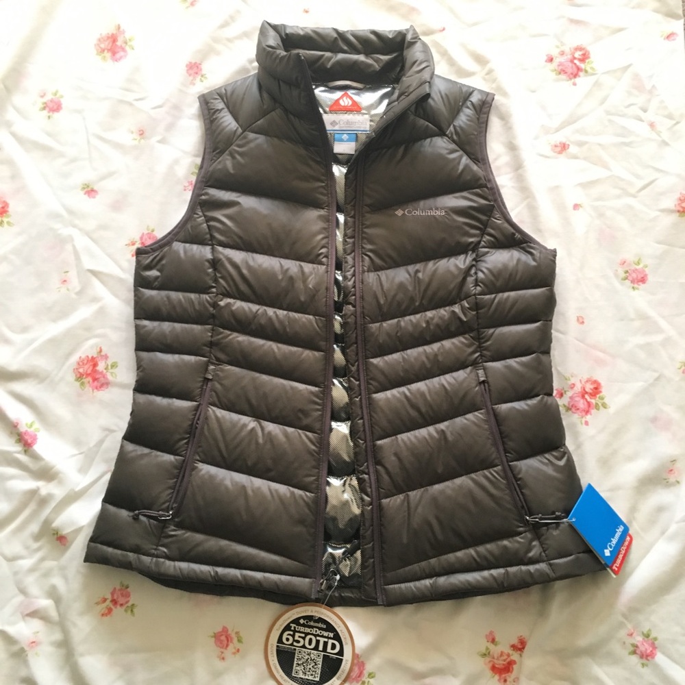 grey columbia quilted vest