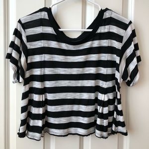 Free People Black and White Striped Crop Top
