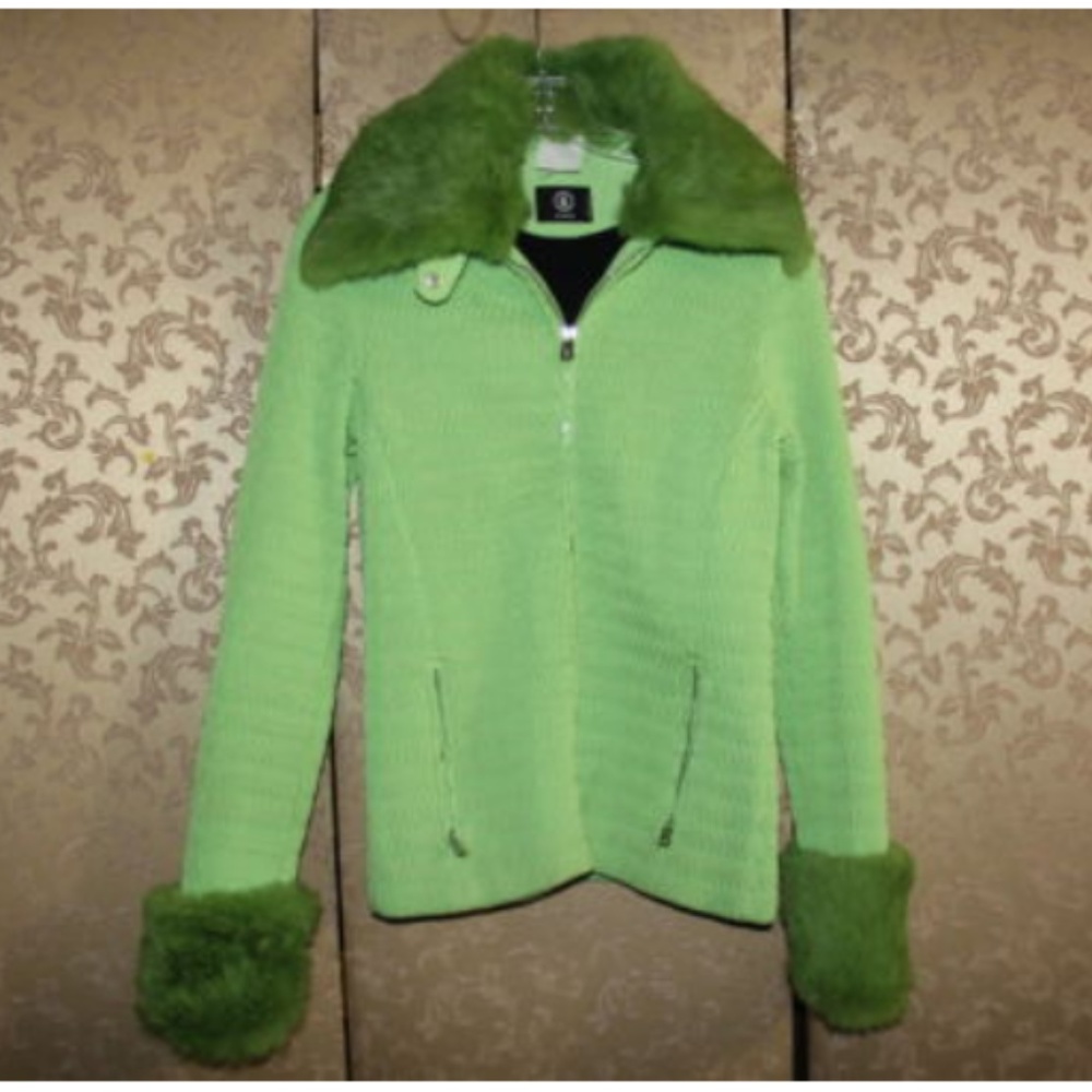 BOGNER Textured Rabbit Fur Collar Cuffs Jacket 42