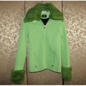 BOGNER Textured Rabbit Fur Collar Cuffs Jacket 42