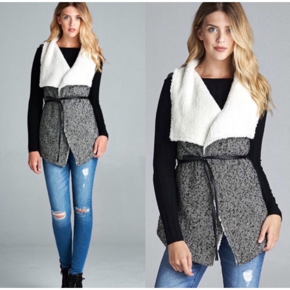 Jackets & Blazers - Faux Fur Wool Blend Tweed Vest 5⭐️Buyer Rated⭐️