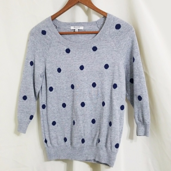 Madewell Sweaters - Madewell sweater polka dots heather gray navy blue