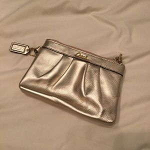 COACH shiny gold wristlet wallet USED ONCE