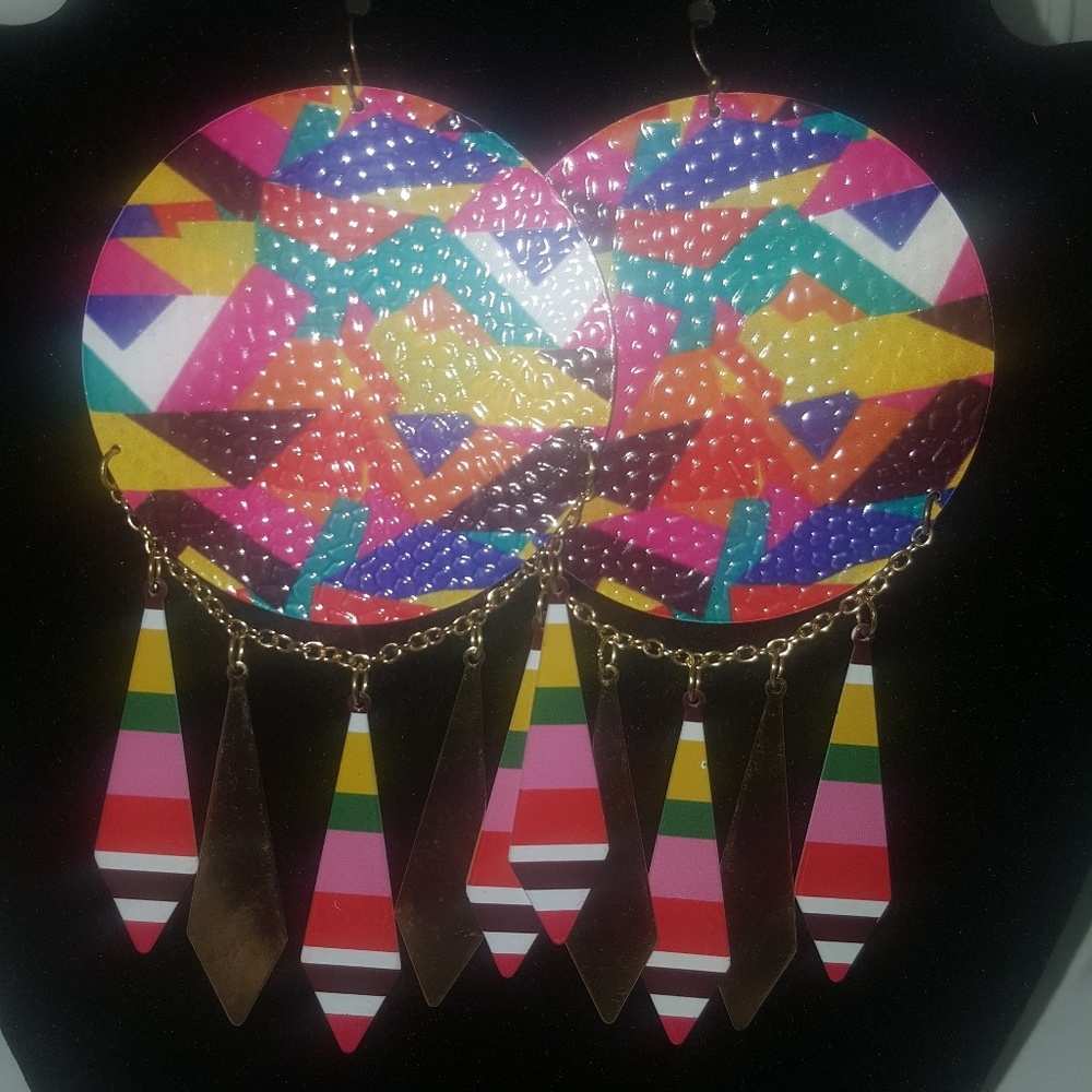 Gold plated Tribal color earrings
