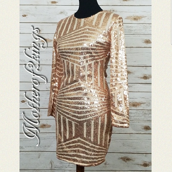 🔥SALE🔥ROSE GOLD BACKLESS SEQUIN MINI DRESS - Picture 2 of 5