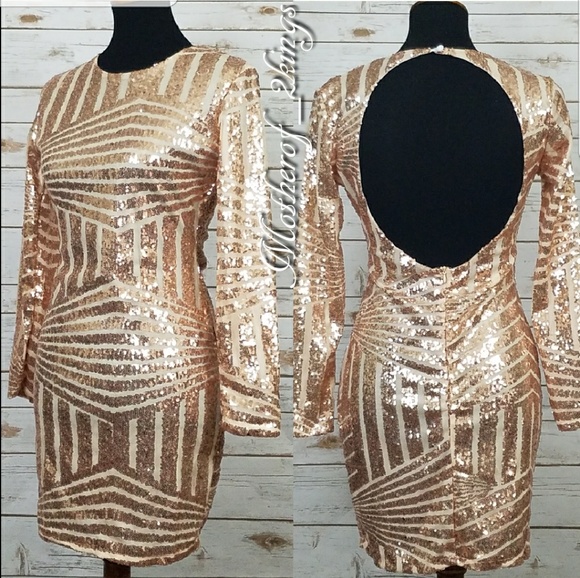 🔥SALE🔥ROSE GOLD BACKLESS SEQUIN MINI DRESS - Picture 3 of 5