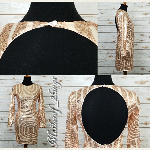 🔥SALE🔥ROSE GOLD BACKLESS SEQUIN MINI DRESS - Picture 5 of 5
