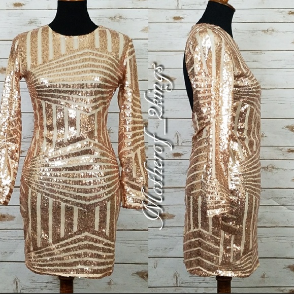 🔥SALE🔥ROSE GOLD BACKLESS SEQUIN MINI DRESS - Picture 4 of 5