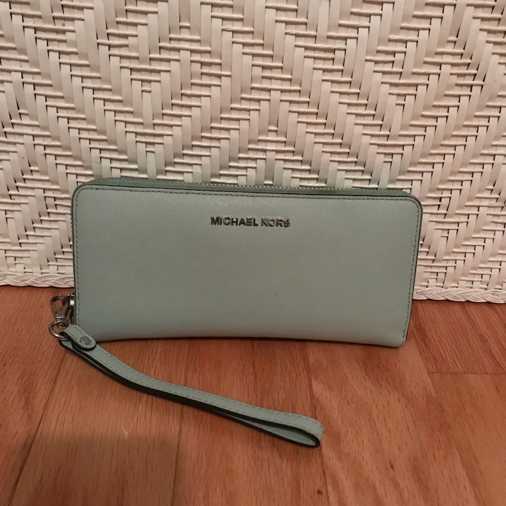 Michael Kors Blue Long Wallet with strap