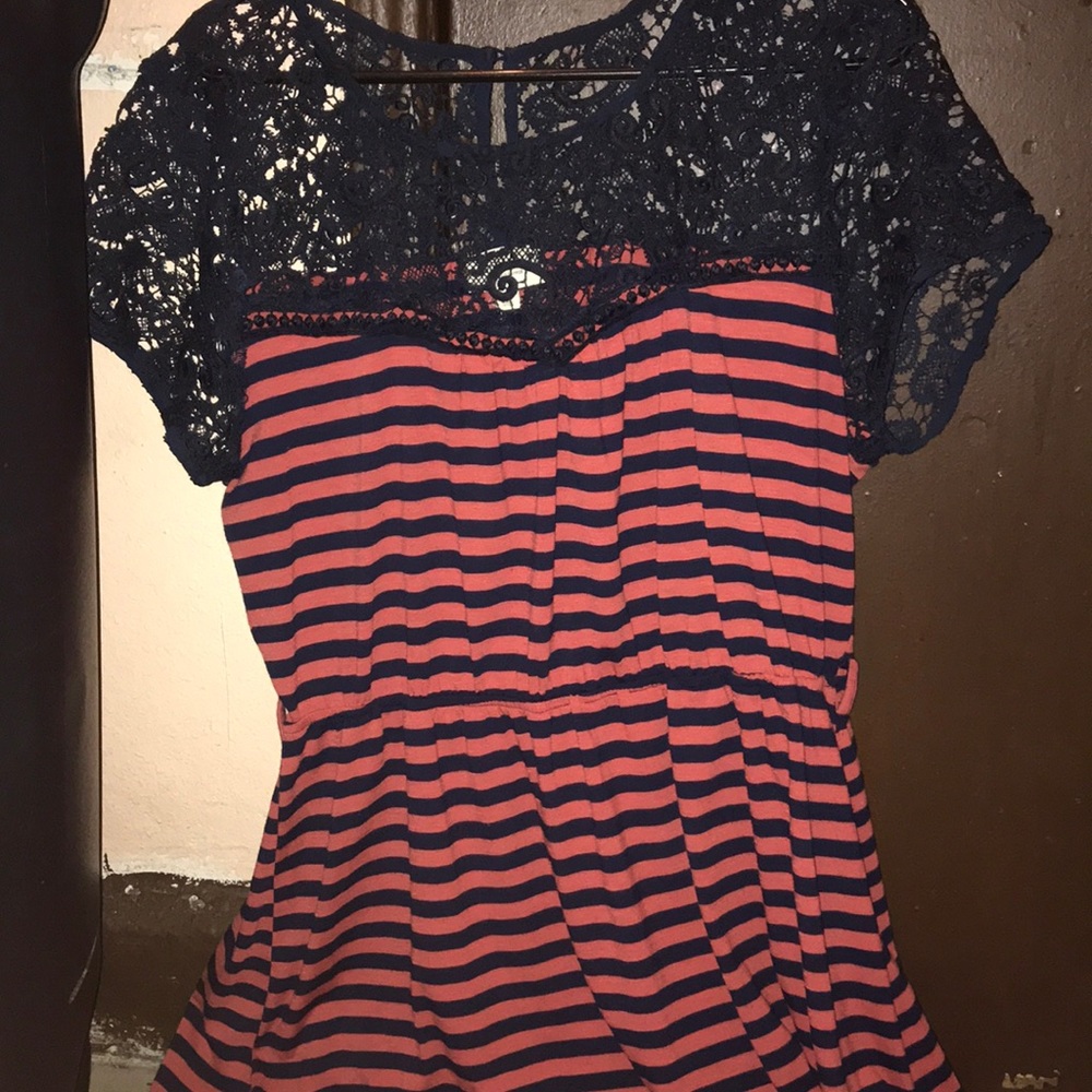 A navy blue and orange dress