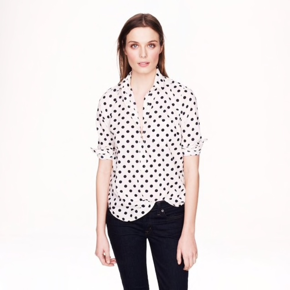 J. Crew Jacquard dot popover shirt