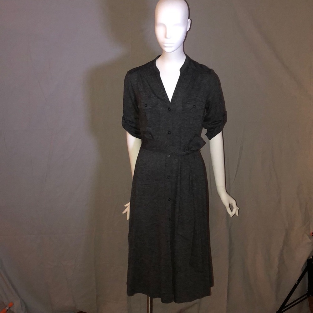 Loft Button Front Belt Dress
