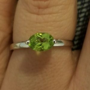 Peridot 10k white gold ring