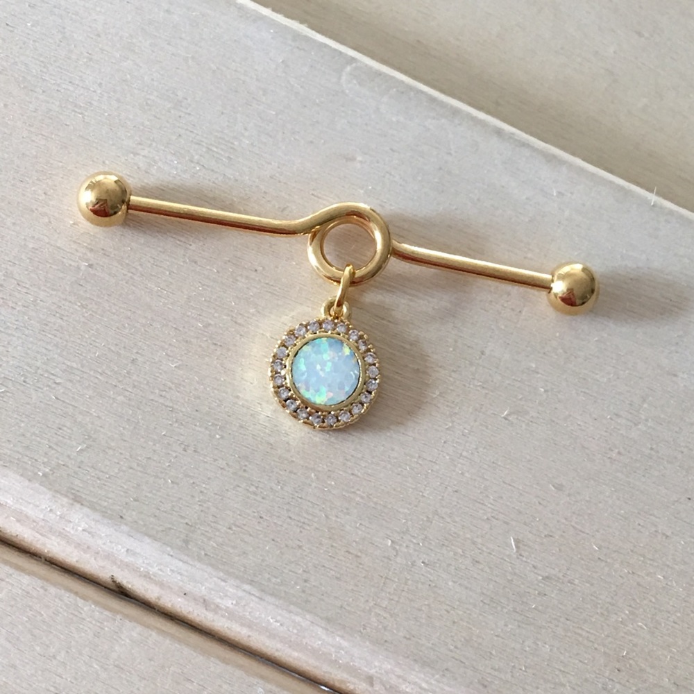 Blue Opal Industrial Barbell