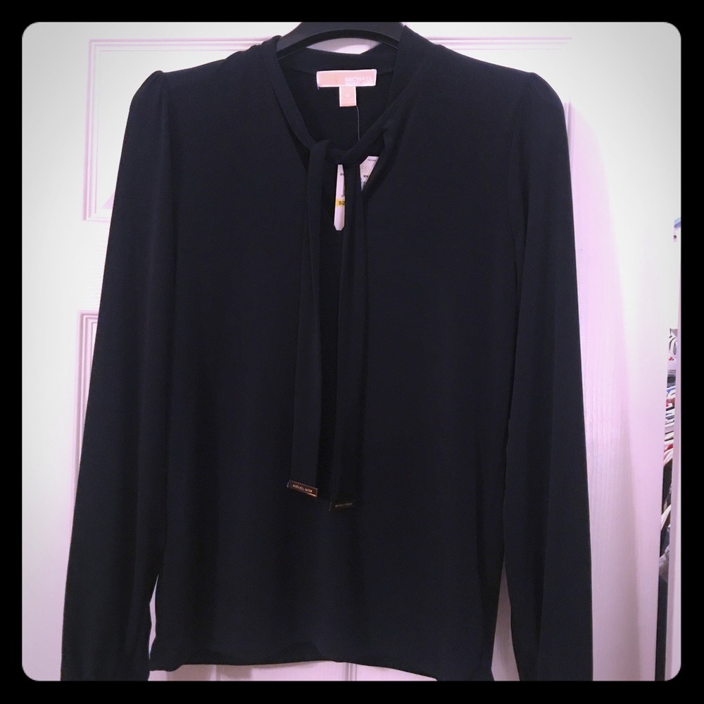 NWT! Michael Kors new navy satin blouse