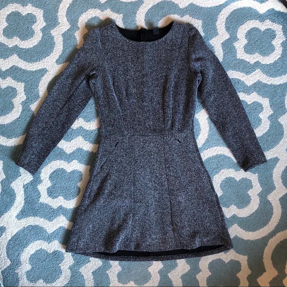 H&M Gray Tweed Long Sleeve Dress