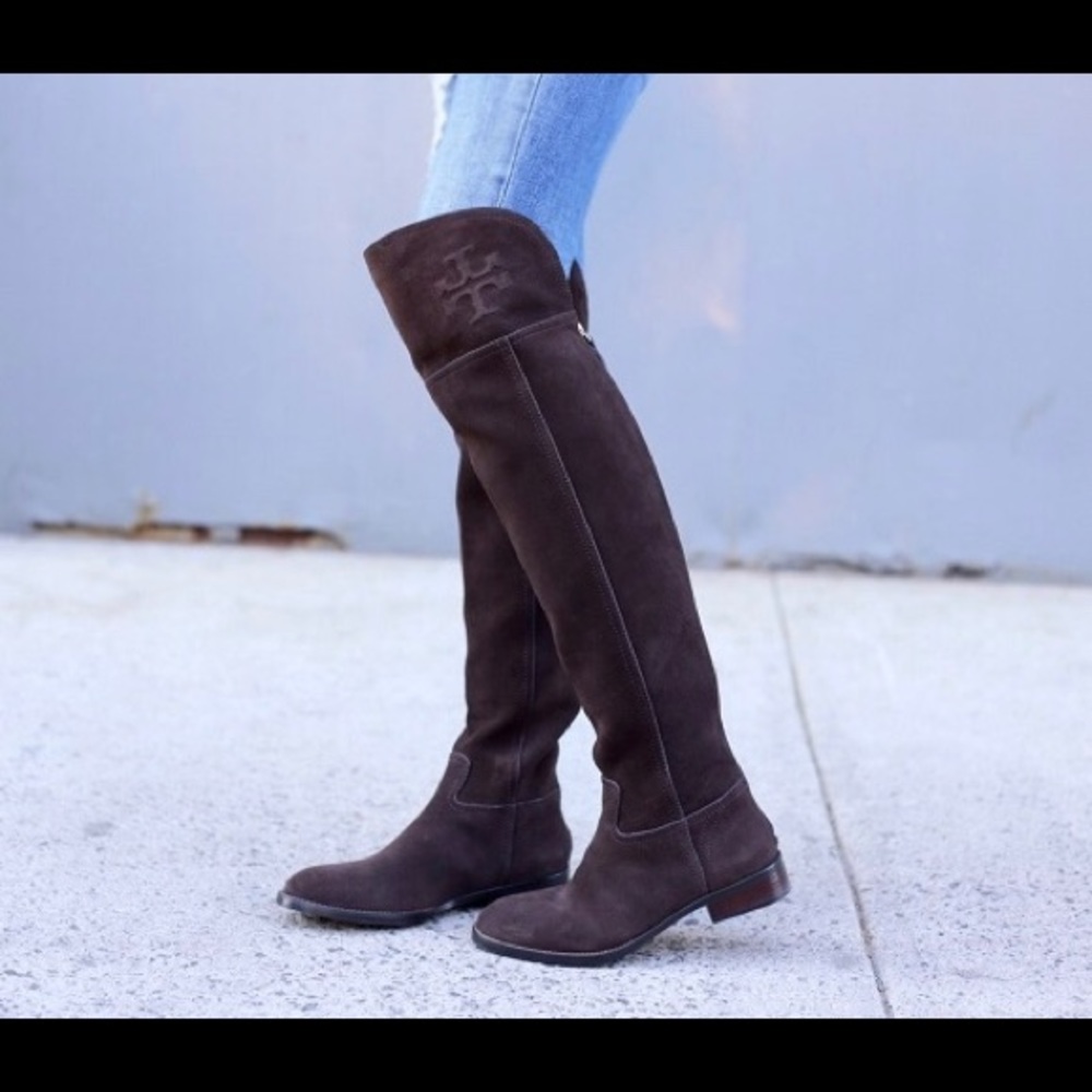 Simone over the knee suede boots tory burch.