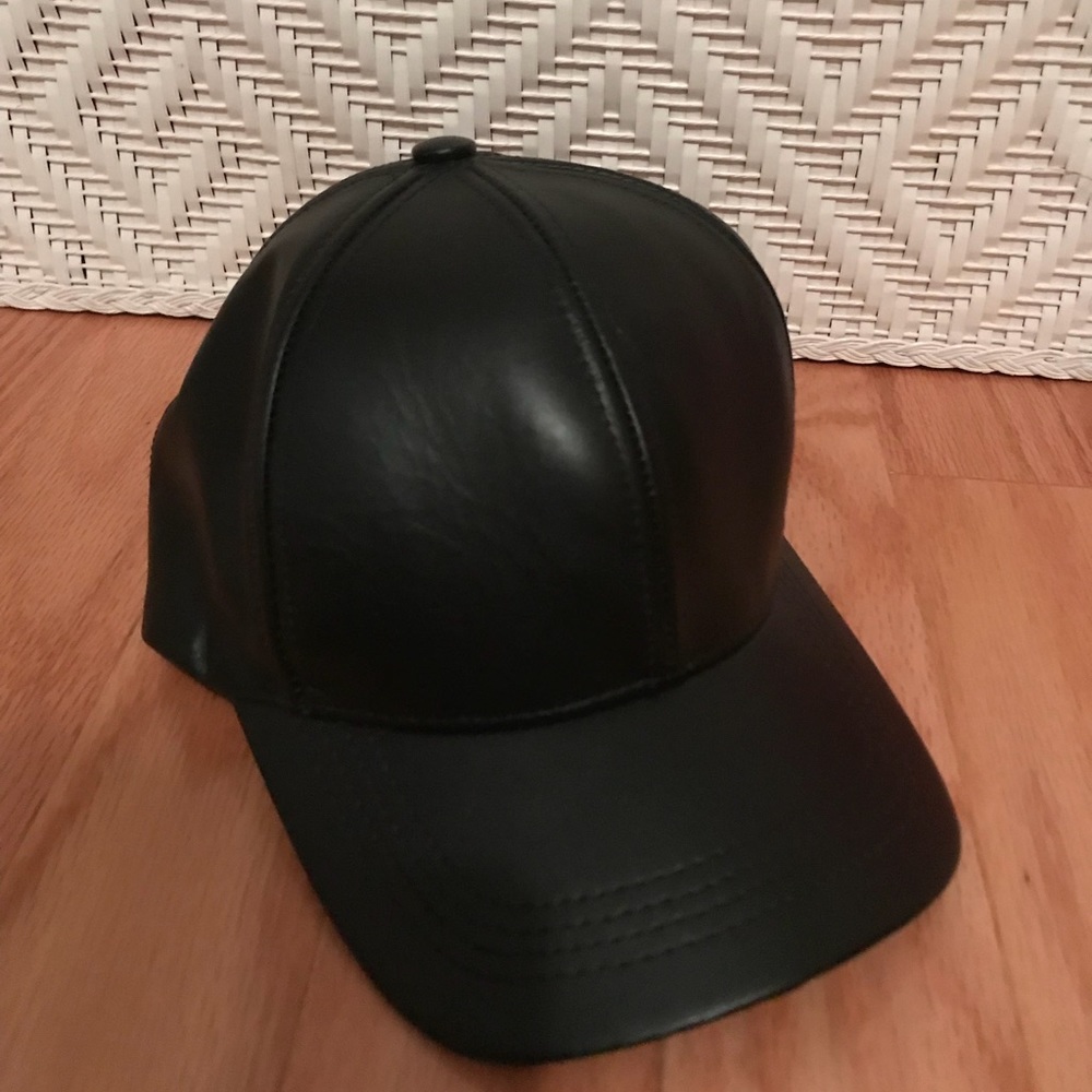 NEVER WORN! Leather Black Baseball Cap