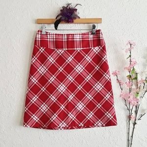 Tangents red tartan plaid skirt