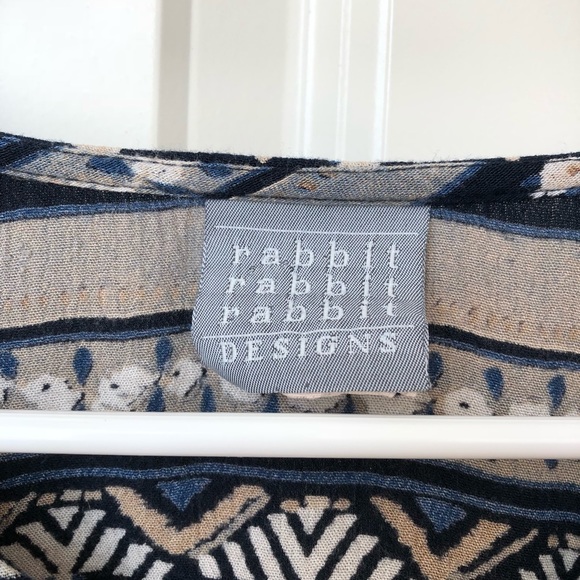 Vintage 60s/70s Navy/Tan Pattern Crop Top - Picture 3 of 8