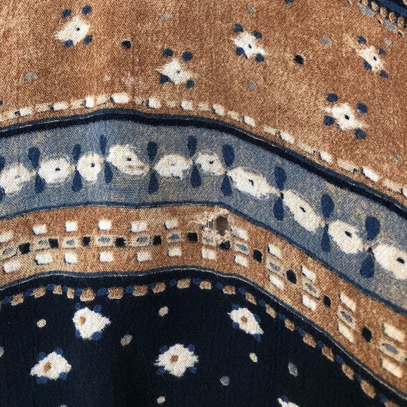 Vintage 60s/70s Navy/Tan Pattern Crop Top - Picture 4 of 8