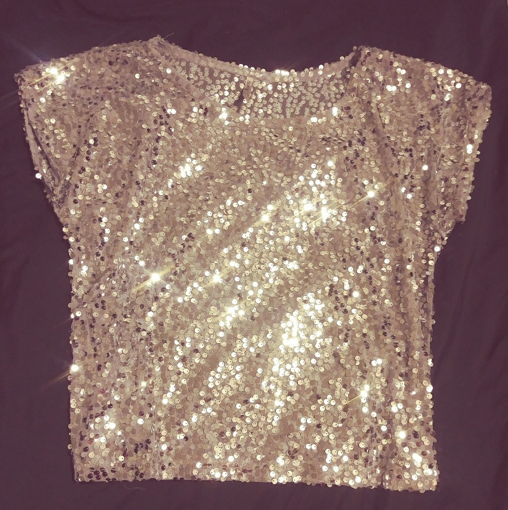 Ladies Silver Sequin Top