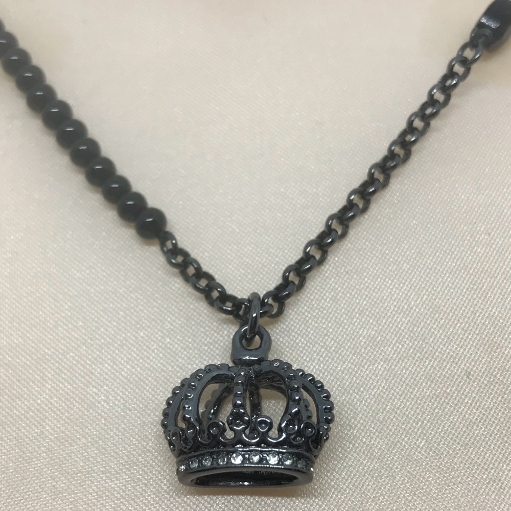 Juicy couture black beaded crown necklace