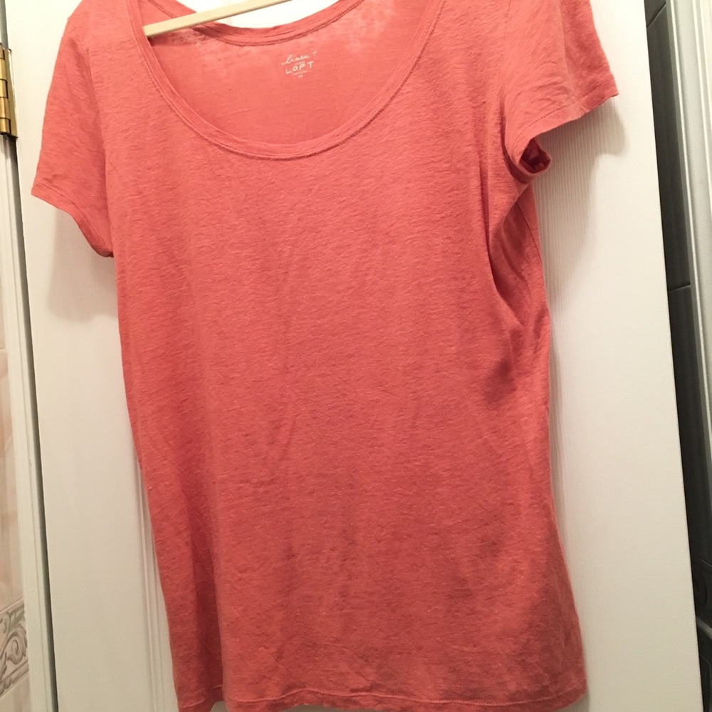 LOFT Linen Scoop Neck T-Shirt