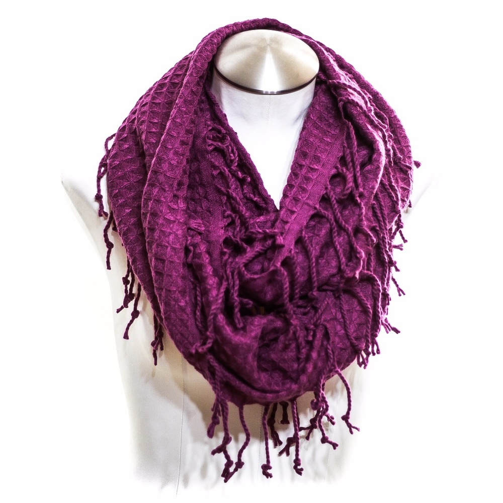 Plum Infinity Fringe Scarf
